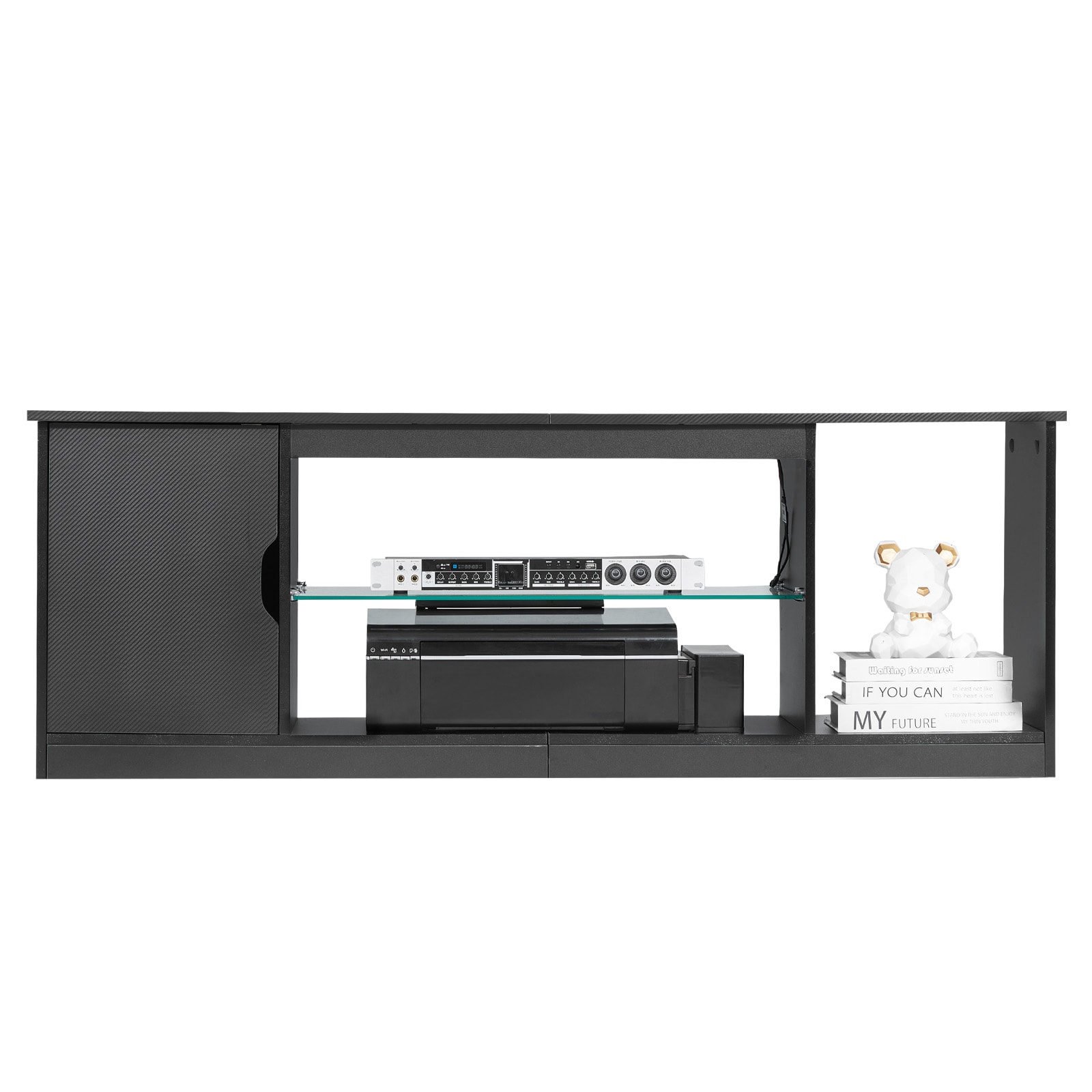 TV Stand For TVs Up To 65 In Modern Entertainment Center With Glass Shelf_maomaolike.com